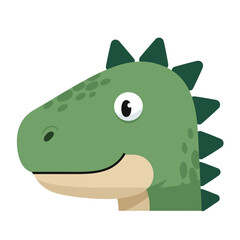 Fototapeta premium cute cartoon green dinosaur head.