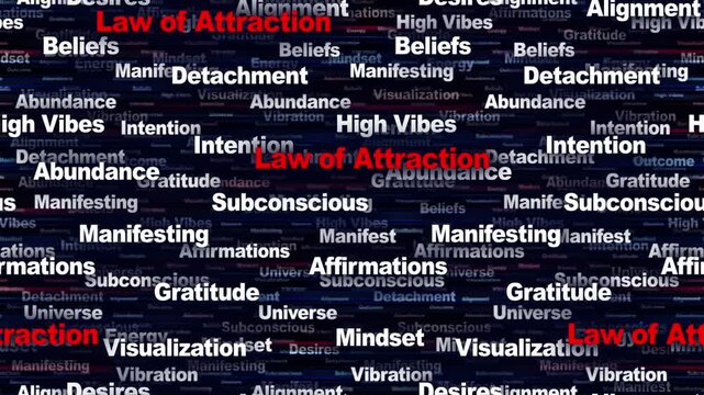 LAW OF ATTRACTION Seamless Endless Keywords Animation, Background, Loop
