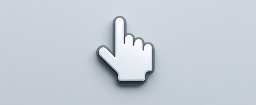 Sleek 3d Hand pointer cursor icon against a soft light gray backdrop