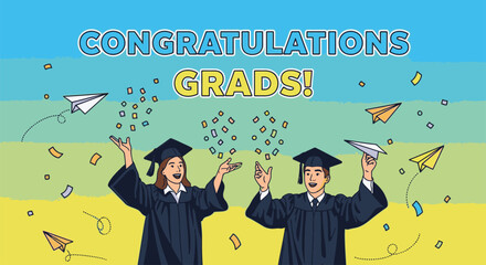 Two young men celebrating graduation day. © SuryaAji