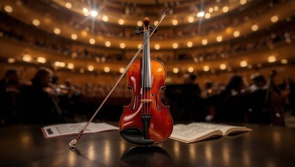 Fototapeta premium The violin, a string instrument, is played by bowing. It has four strings (G 3-D 4-A 4-E 5) tuned at perfect fifths, with G as the lowest note.