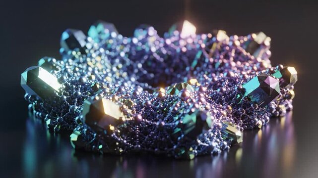 Iridescent Crystal Lattice Formation with Interlocking Bonds