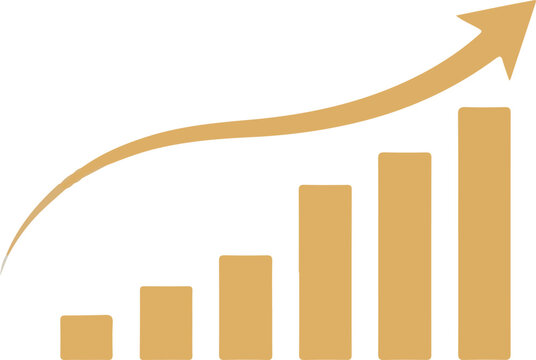 Growth trajectory illustrated by increasing bar graph and upward arrow Vector, illustration