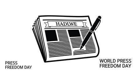 Newspaper with a pen and text celebrating press freedom day © MITHUN
