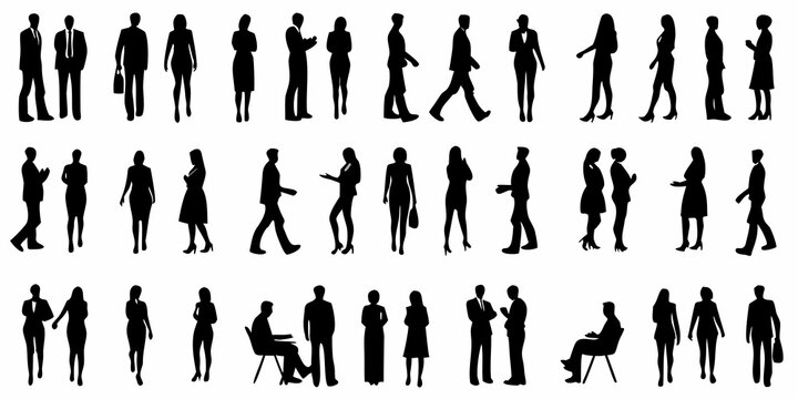 Diverse group of silhouette figures depicting people in various poses