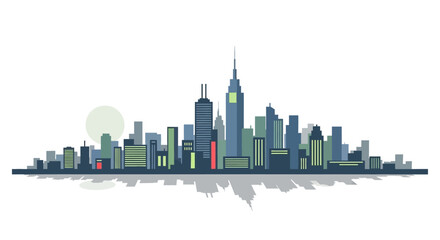 Obraz premium Modern City Skyline Silhouette with Reflection