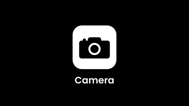 A camera app icon displayed on a dark background representing photo capturing and photography features on mobile devices