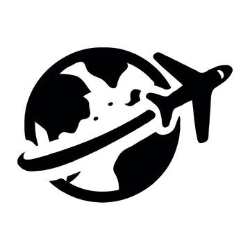 black and white vector illustration of Earth glob 7.eps