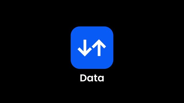 A data transfer app icon with up and down arrows on a blue background representing network data usage and connectivity monitoring