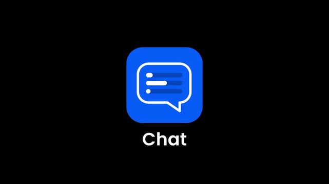 A chat messaging app icon with a speech bubble on a blue background representing instant messaging and communication features