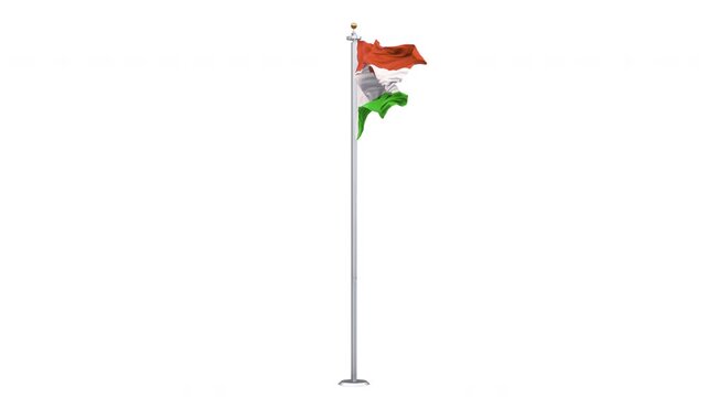 Niger flag waving looping with transparent background, with alpha matte layer for transparency in the background.