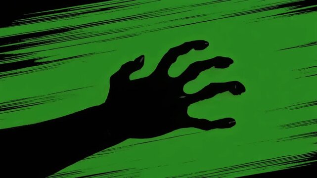 Monster Hand Swipe Leaving Green Energy Streak with Sharp Claws Fast Motion Horror Effect