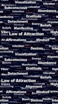 LAW OF ATTRACTION Seamless Endless Keywords Animation, Background, Loop
