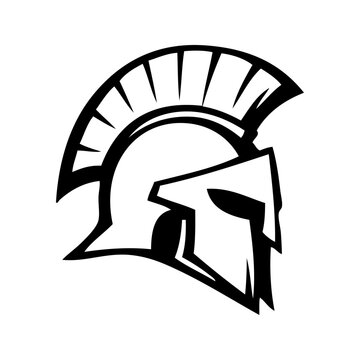 Logo casco de legionario romano. Icono con dibujo minimalista con l&iacute;neas de un casco romano con penacho