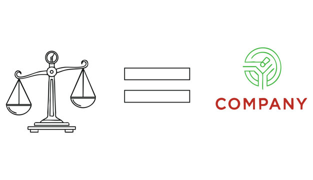 Sign of equality and balance concept and company logo in simple linear style. Doodle vector2