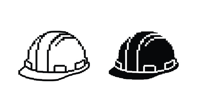 Hard Hat Pixel Art Icon Construction Safety Worker Protection Digital Graphic