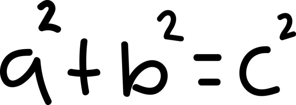 Handwritten Pythagorean Theorem Formula Illustration a2 + b2 = c2