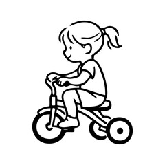 Logotipo con dibujo minimalista con líneas de una niña pequeña pedaleando en su triciclo.  © teracreonte
