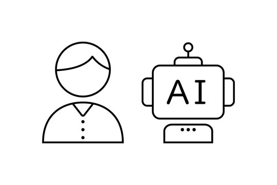 人とAIロボットのアイコンセット