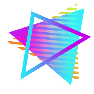 Abstract retro neon triangle with 80s-90s aesthetic style. for music poster and gaming content.