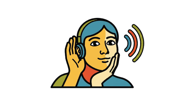 Person listening icon illustration digital audio concept