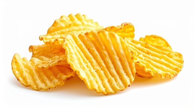 Golden crispy potato chips or snack food texture, stacked and scattered, perfect for appetizer, junk food, savory snack ingredients, high quality food photography