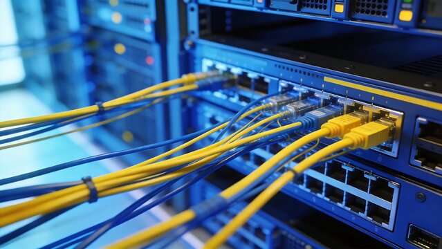 Server rack with network cables