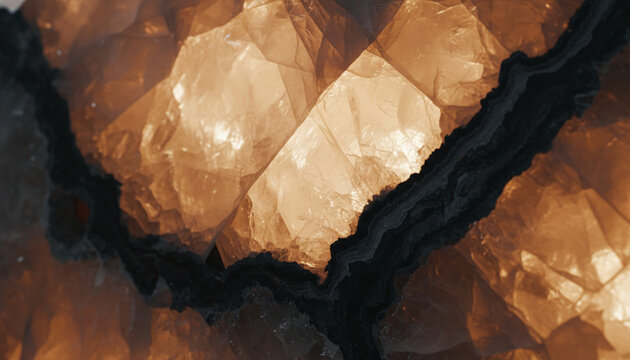 Backlit Patagonia quartzite stone texture with glowing quartz crystals