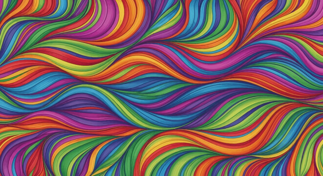 Vibrant Rainbow Abstract Wavy Lines Pattern