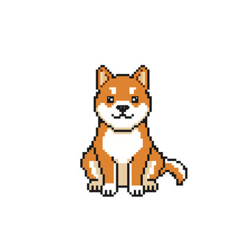Shiba Inu Pixel Art Illustration