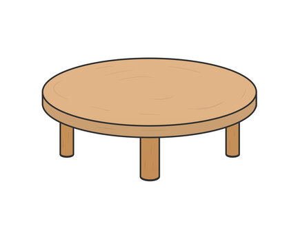 Round Wooden Table Illustration Isolated Design