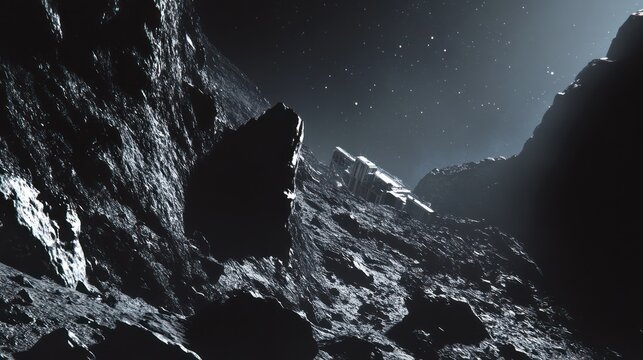 Cosmic Asteroid Field, Dark Space Rocks, Sci-Fi Nebula Background, Deep Universe