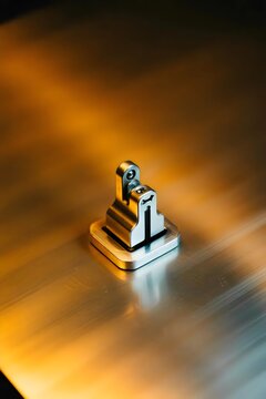 Micro-switch on brushed metal &ndash; Suitable for machinery controls, custom electronics, or professional tool branding.