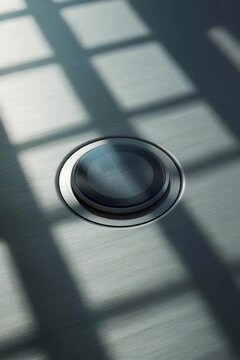 Brushed aluminum fingerprint reader &ndash; Suitable for laptop hardware, secure login tech, or modern fintech visuals.