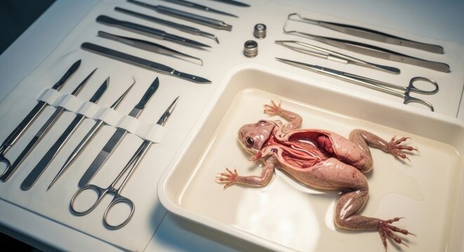 Frog dissection kit and specimen for science education