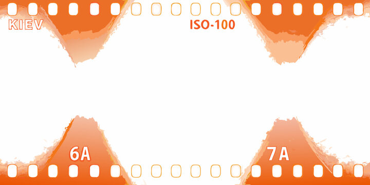 Film strip with kiev and iso 100 markings showing frame numbers