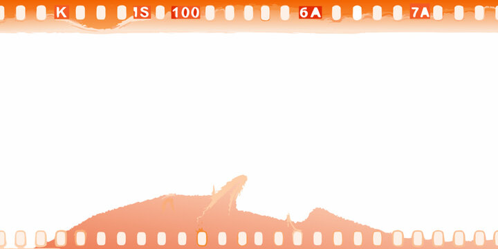 Film strip border with numbers and a mountain like shape below