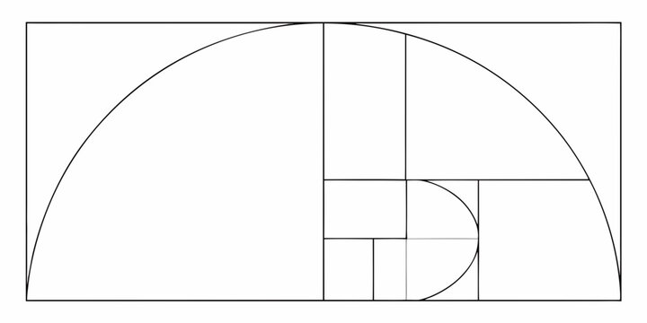 Geometric illustration depicting the golden ratio and related rectangles