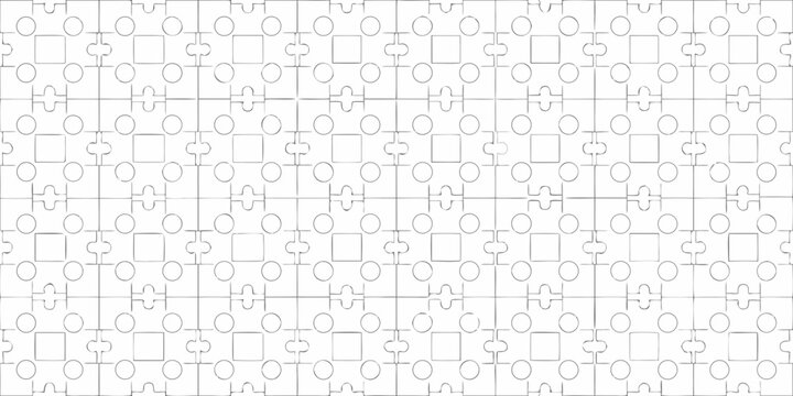 A completed jigsaw puzzle with blank white pieces arranged in a grid
