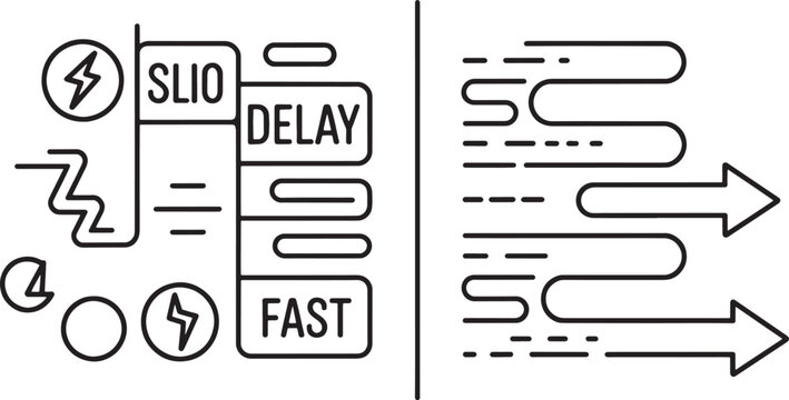 Diagram depicting the transition from slow and inefficient workflows to rapid streamlined processes highlights the importance of operational speed and efficiency in modern business systems.