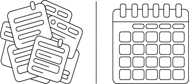 Calendar pages appear in a disorderly stack on the left while a singular organized monthly planner is positioned on the right to highlight the benefits of structured organizational habits.