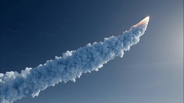 Aerial View of Rocket Flight Above Textured White Cloud Formation