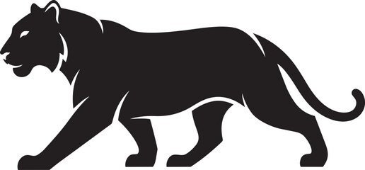 Black panther silhouette a powerful predator walking isolated vector graphic for wildlife and sports branding © Laiba