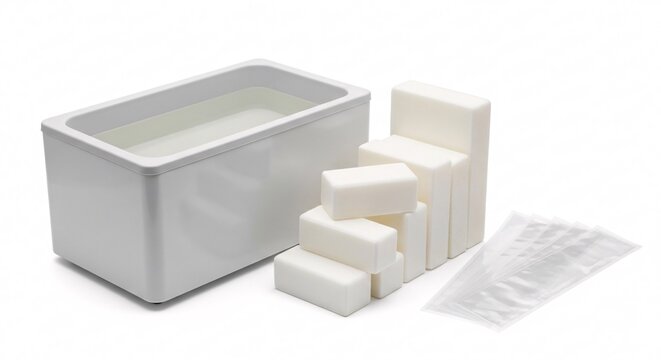 Paraffin wax bath and blocks for therapy treatment.
