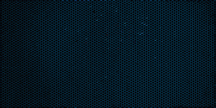 Dark abstract background with a glowing blue hexagonal grid pattern