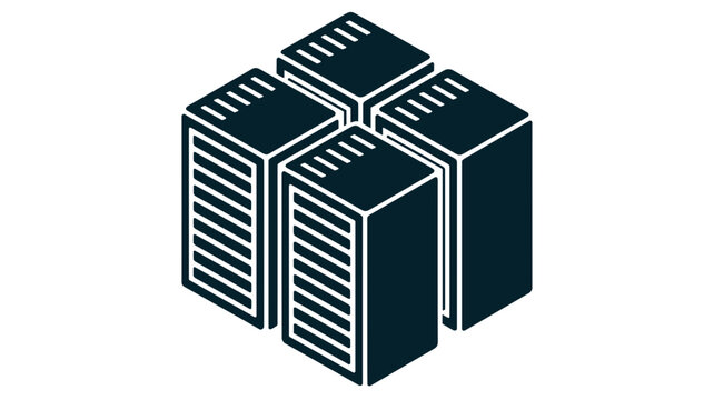 Isometric server blade ventilation array &ndash; Perfect for data center hardware, server room infrastructure, or IT hardware branding.