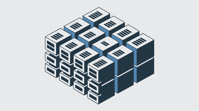 Stacking blue-accented server blades &ndash; Ideal for high-performance computing, data center infrastructure, or enterprise storage branding.