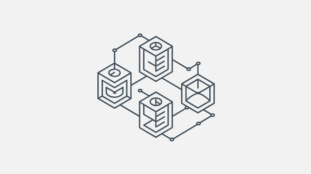 Stepped isometric logic gate constellation &ndash; Suitable for complex decision-making software, circuit architecture, or digital logic symbols.