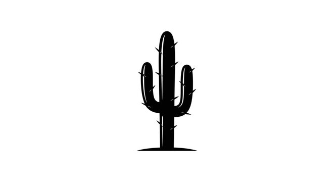 Cactus icon, black silhouette, desert plant, vector graphic