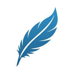 Fototapeta premium Blue Feather Vector Icon Minimalist Design